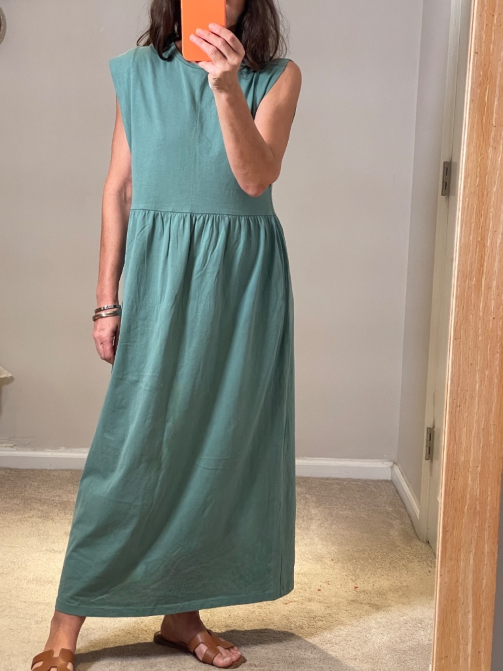 Zara turquoise green jersey long summer casual dress women S